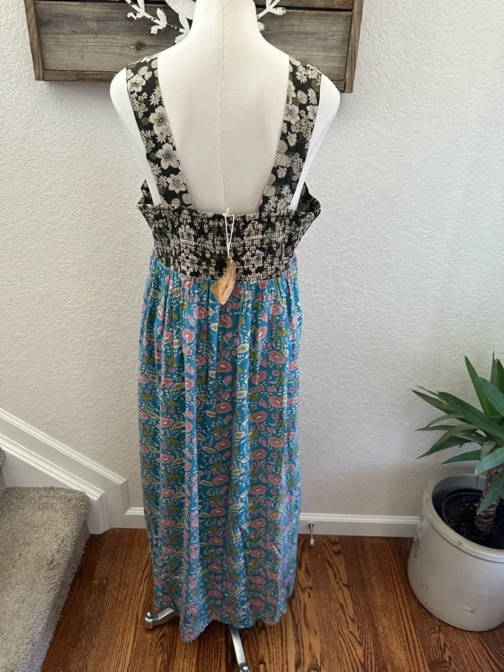Natural Life Floral Two-Tone Maxi Dress — Black & Teal Floral size XL NWT - Picture 2 of 7